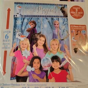 Disney Frozen II Scene Setters Backdrop w/12 Photo Props Over 6 ft Tall Birthday
